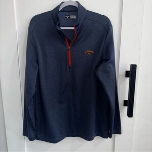 Callaway Navy 1/4 Zip Pullover w/Orange Accents. Medium. Like New Condition!